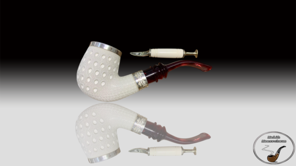 925 Sterling Silver Carved Meerschaum Pipe - Image 5