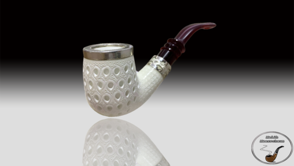 925 Sterling Silver Carved Meerschaum Pipe