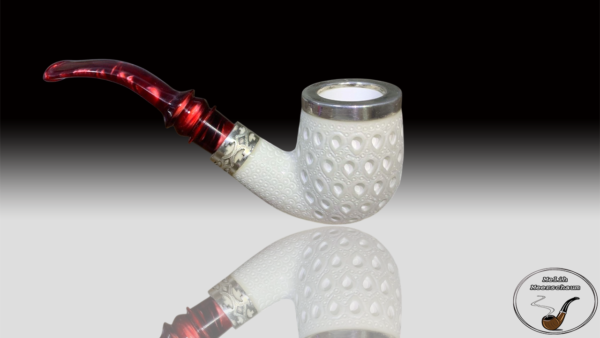 925 Sterling Silver Carved Meerschaum Pipe - Image 4