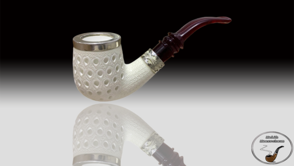 925 Sterling Silver Carved Meerschaum Pipe - Image 3