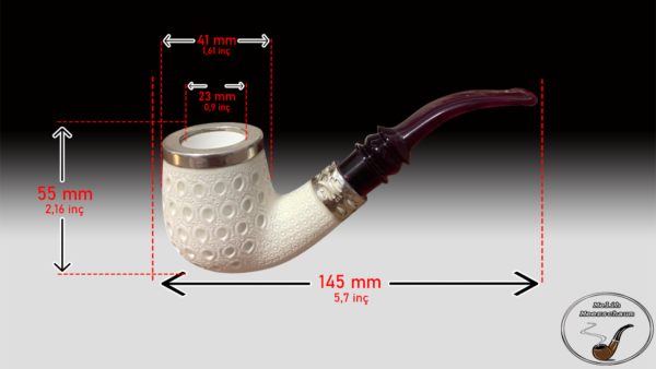 925 Sterling Silver Carved Meerschaum Pipe - Image 7